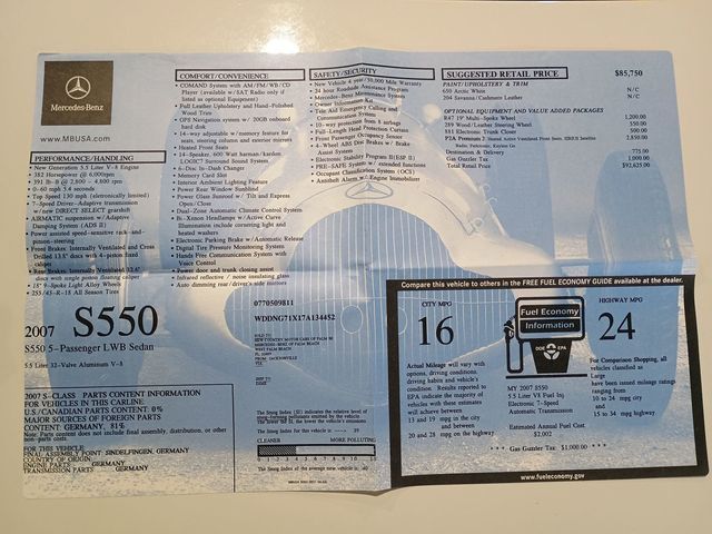 2007 Mercedes-Benz S-Class S550 4dr Sedan 5.5L V8 RWD Clean Carfax Florida Car - 22930626 - 52