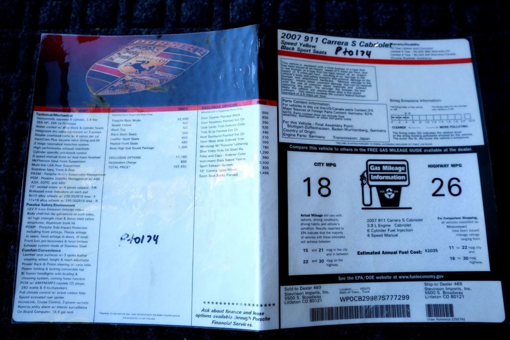 2007 Porsche CARRERA S CABRIOLET SPEED YELLOW...19,423 Miles...6sp Manual - 22780909 - 17