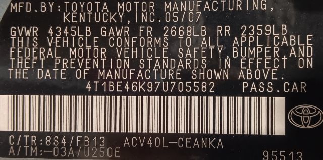 2007 Toyota Camry 4dr Sedan I4 Automatic LE - 23000394 - 4