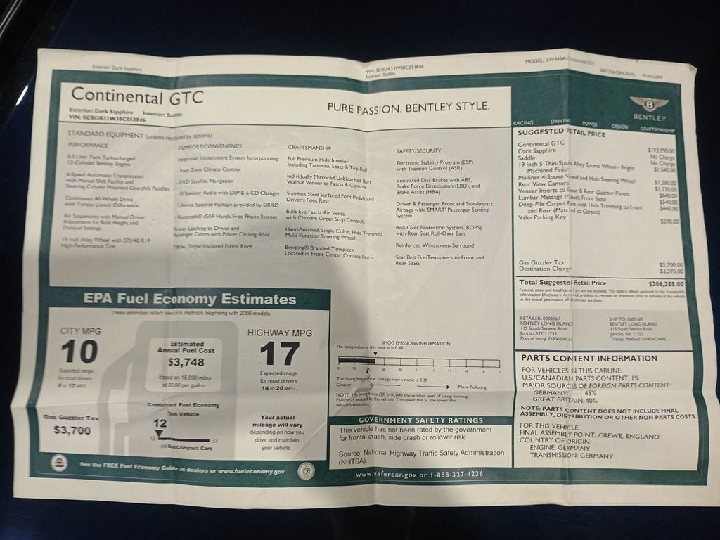 2008 Bentley Continental GT 2dr Convertible Clean Carfax - 22970666 - 50