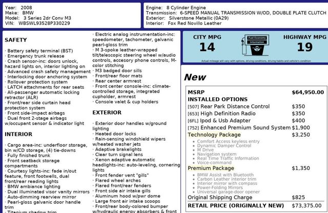 2008 BMW M3 *6-Speed Manual* *Technology/Premium Pkg* *Low Miles* - 22904153 - 11