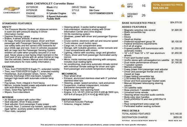 2008 Chevrolet Corvette 2dr Convertible - 23064360 - 2