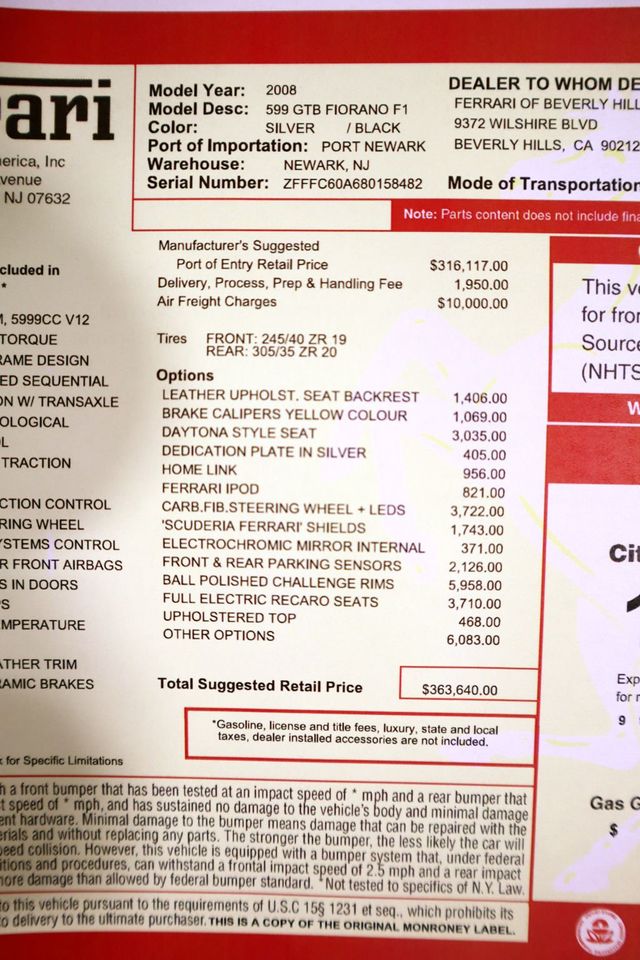 2008 Ferrari 599 GTB FIORANO AGENTO NUBURGRING...SORRY SOLD!! - 22474143 - 14