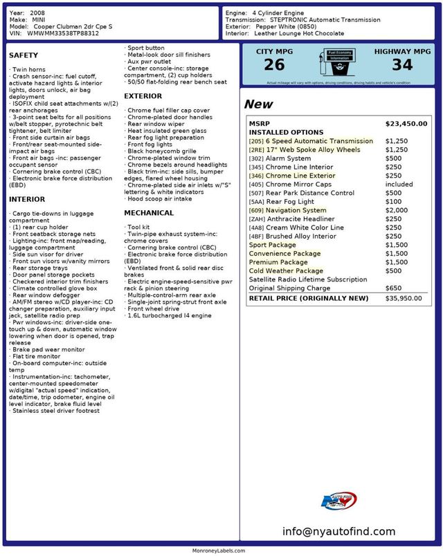 2008 MINI Cooper S Clubman CLEAN CARFAX, ONE OWNER, PAN SUNROOF, NAVI, HEATED SEATS, SPORT - 22966545 - 23