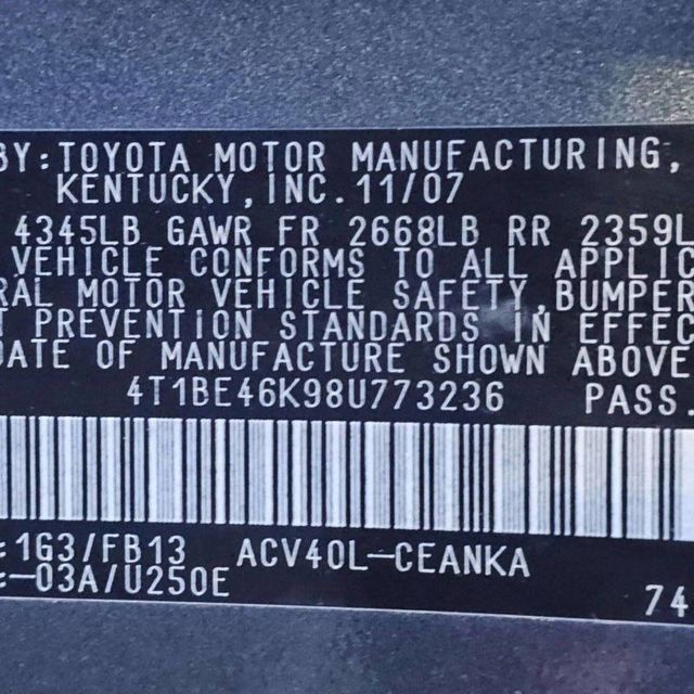 2008 Toyota Camry 4dr Sedan I4 Automatic LE - 22967319 - 9