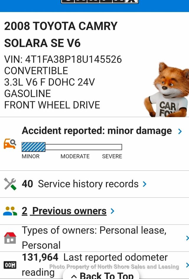 2008 Toyota Camry Solara 2dr Convertible V6 Automatic SLE - 22972011 - 22