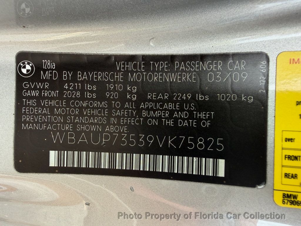 2009 BMW 1 Series 128i Coupe Automatic 3.0L - 23034739 - 73