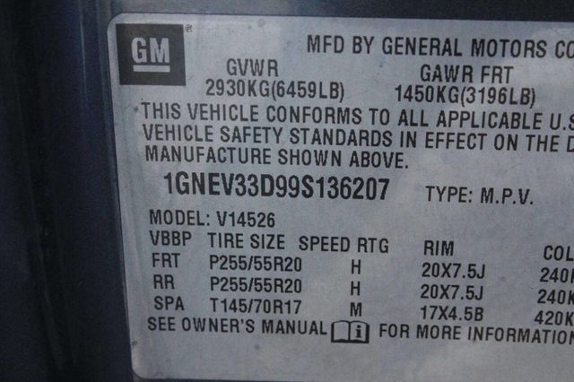 2009 Chevrolet Traverse AWD 4dr LTZ - 22978726 - 11