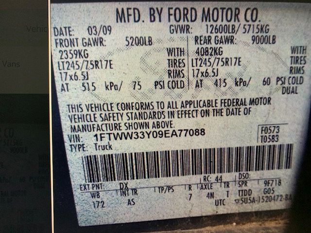2009 Ford F-350 SD DUALLY PICKUP 4X4 CREW CAB WITH DUMP MECHANIC SPECIAL - 20765464 - 0