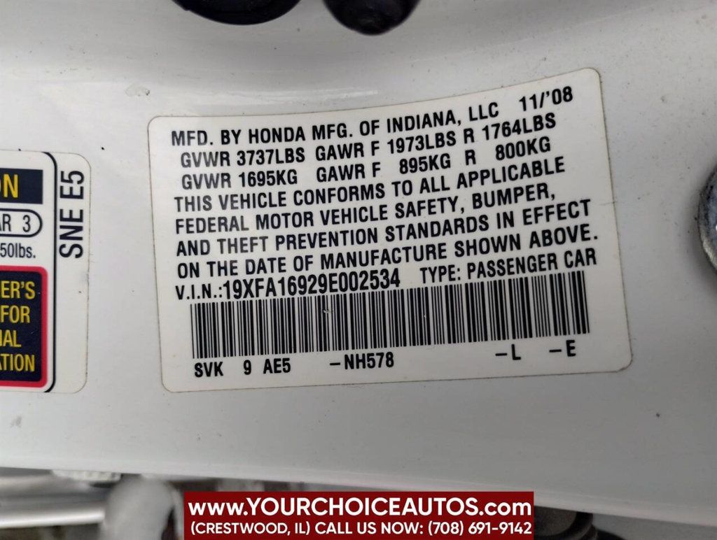 2009 Honda Civic Sedan 4dr Automatic EX-L - 22859441 - 34