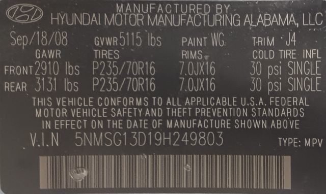 2009 Hyundai Santa Fe GLS - 22995042 - 4