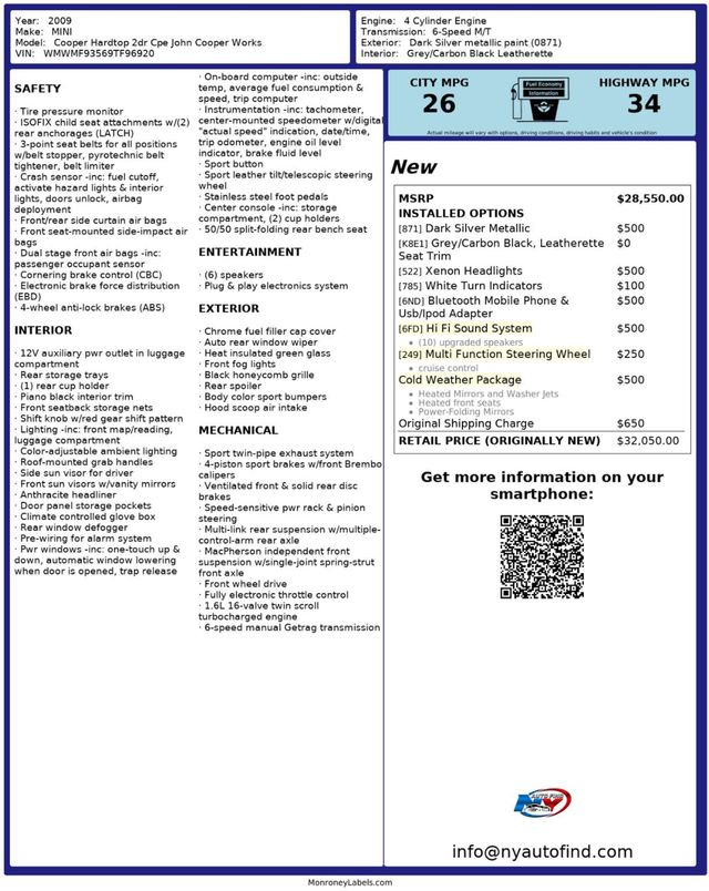 2009 MINI John Cooper Works CLEAN CARFAX, 6-SPD MANUAL, HEATED SEATS, HIFI SOUND SYSTEM - 22398277 - 21