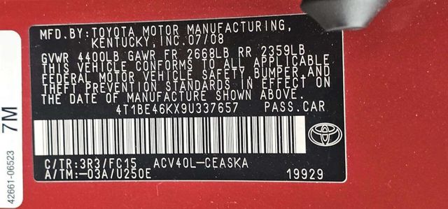 2009 Toyota Camry 4dr Sedan I4 Automatic SE - 23019502 - 10