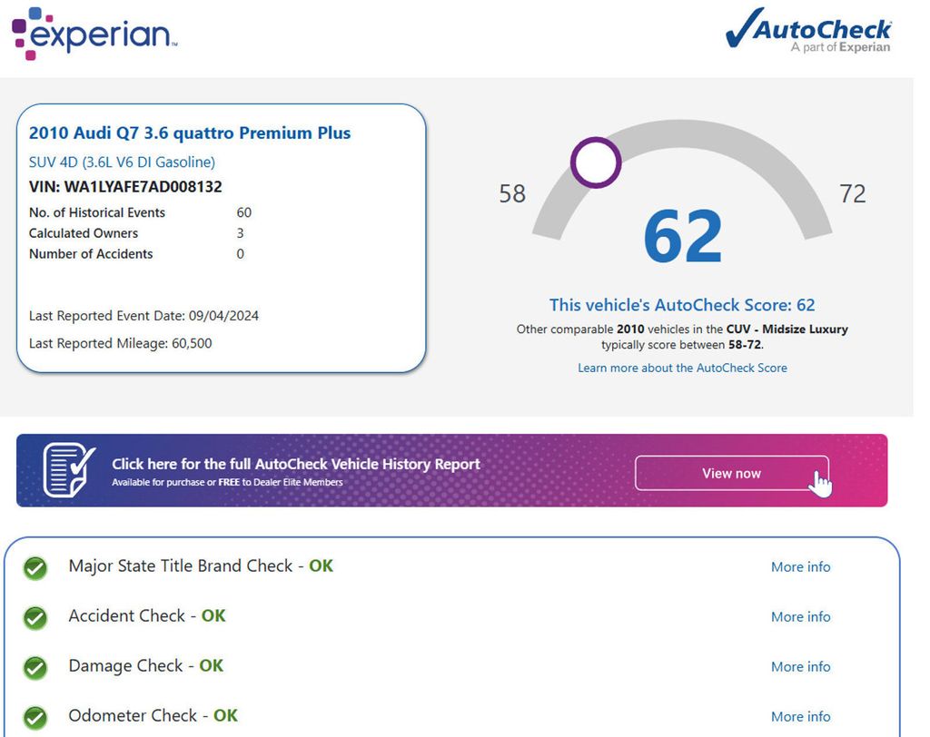 2010 Audi Q7 quattro 4dr 3.6L Premium Plus Clean AutoCheck Florida SUV - 22981031 - 73