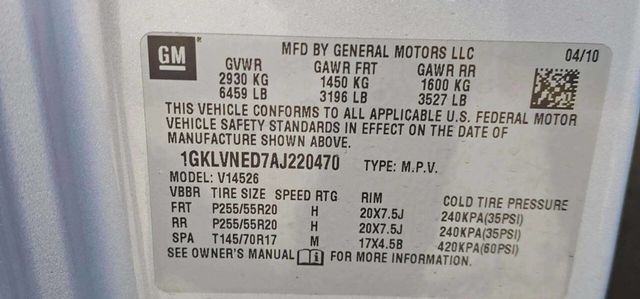 2010 GMC Acadia AWD 4dr SLT2 - 22991156 - 10