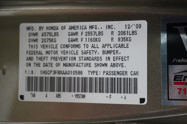 2010 Honda Accord Sedan 4dr V6 Automatic EX-L - 23012587 - 27