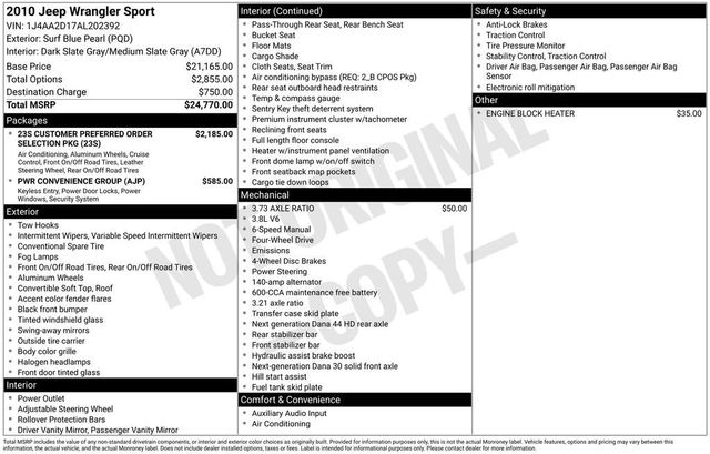 2010 Jeep Wrangler 4WD 2dr Sport - 22972517 - 5