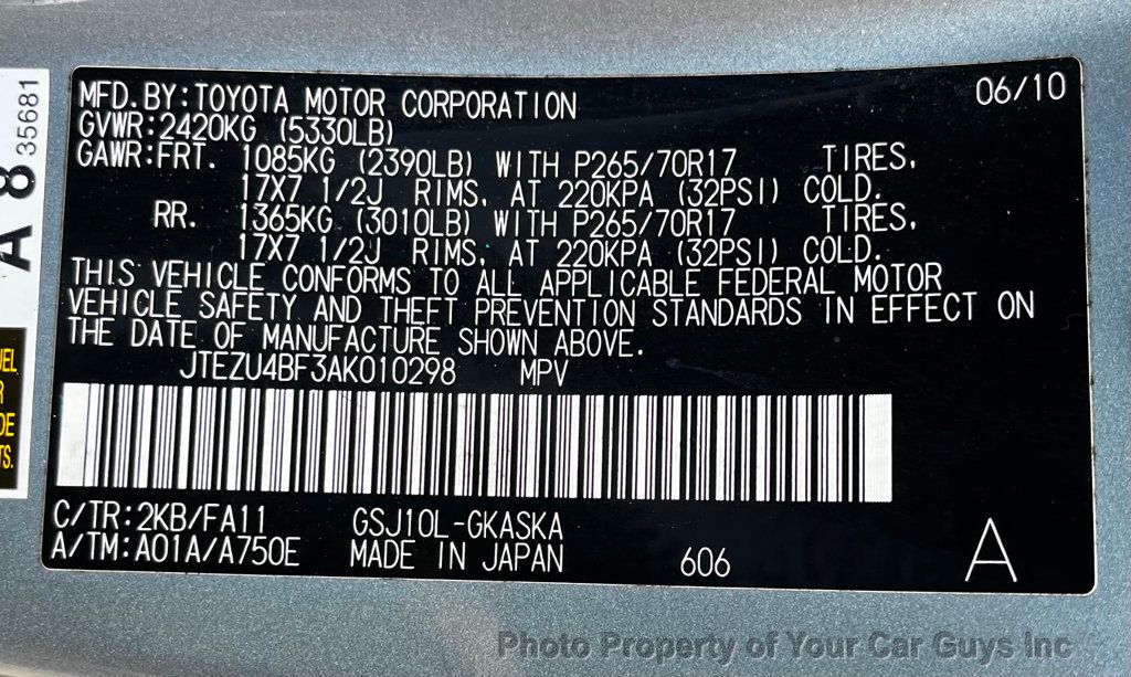 2010 Toyota FJ Cruiser RWD 4dr Automatic - 23051086 - 26