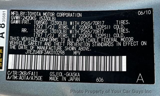 2010 Toyota FJ Cruiser RWD 4dr Automatic - 23051086 - 26