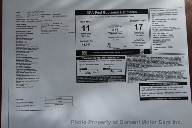 2011 Aston Martin V12 Vantage CARBON BLACK EDITION 1 of 150 BUILT GLOBALLY AND 1 OF60 US  - 20639087 - 3