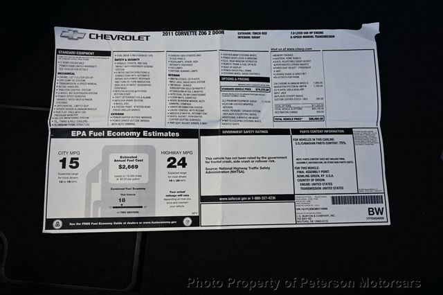 2011 Chevrolet Corvette 2dr Coupe Z06 w/3LZ - 22822065 - 52