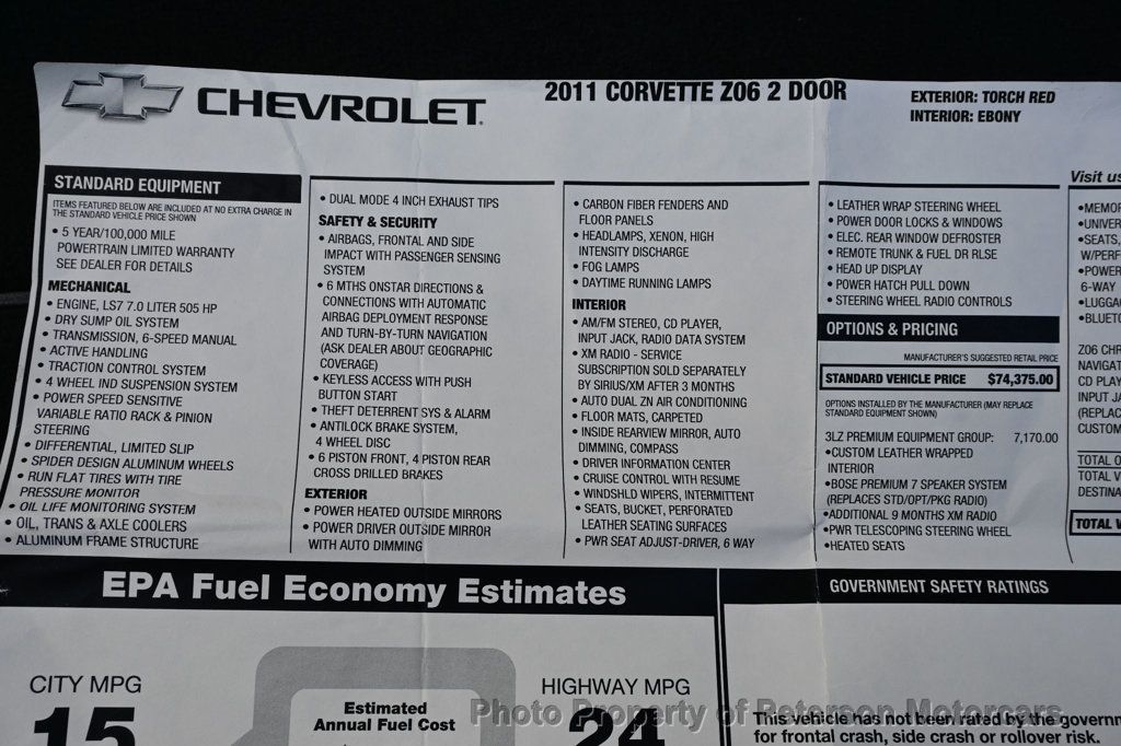 2011 Chevrolet Corvette 2dr Coupe Z06 w/3LZ - 22822065 - 54