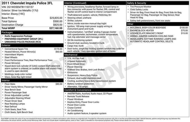 2011 Chevrolet Impala Police Package - 23006690 - 5