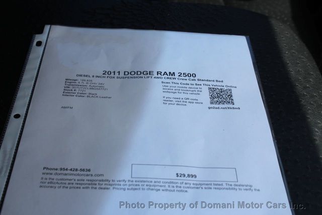 2011 Dodge Ram 2500 DIESEL 8 INCH FOX SUSPENSION LIFT 4WD CREW - 21615079 - 4