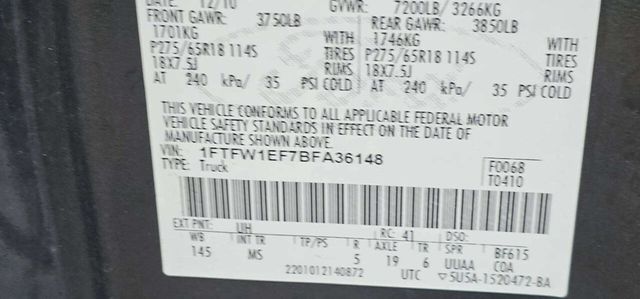 2011 Ford F-150 FX4 4x4 4dr SuperCrew Styleside 5.5 ft. SB - 23003886 - 7