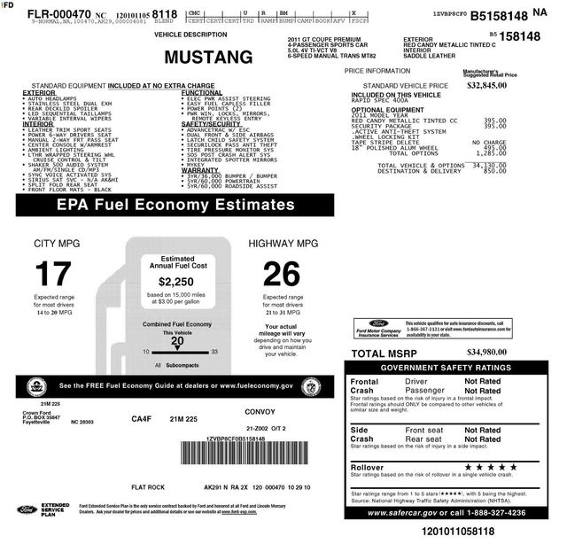 2011 Ford Mustang PREMIUM GT, CLEAN CARFAX, 6-SPD MANUAL, 18" WHEELS, SECURITY PKG - 22913565 - 22