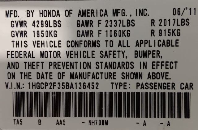 2011 Honda Accord Sedan 4dr I4 Automatic LX - 22751446 - 4