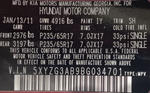 2011 Hyundai Santa Fe FWD 4dr I4 Automatic GLS - 22954783 - 4