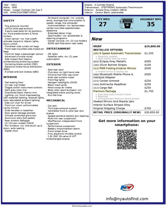 2011 MINI Cooper S Clubman PANORAMIC SUNROOF, PREMIUM PKG, HEATED MIRRORS, HEADLINER - 22188921 - 24