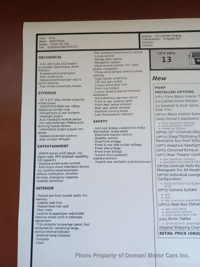 2011 Rolls-Royce Ghost ORIGINALLY $ 291,500 & COMES WITH GREAT DEALER  SERVICE HISTORY - 20870830 - 9