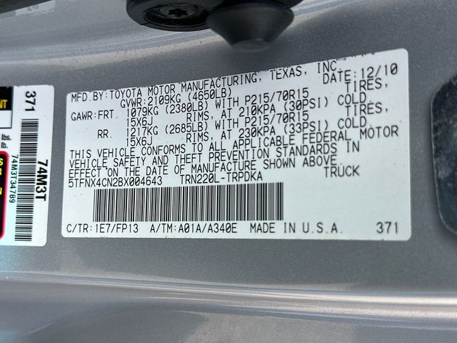 2011 Toyota Tacoma 2WD Reg I4 Automatic - 22988944 - 18