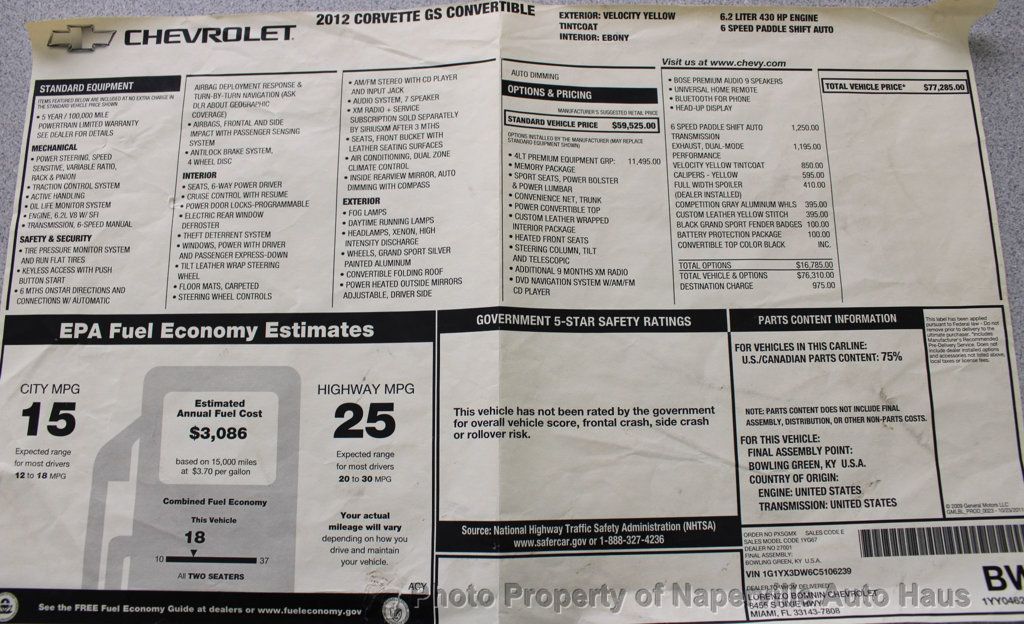2012 CHEVROLET CORVETTE - Image 62