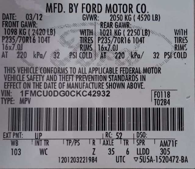 2012 Ford Escape FWD 4dr XLT - 22973332 - 4