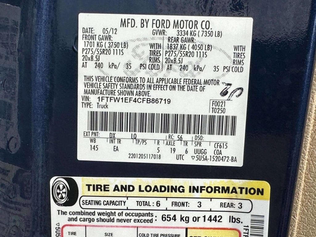 2012 Ford F-150 Lariat 4x4 4dr SuperCrew Styleside 5.5 ft. SB - 23003900 - 21