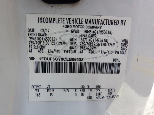 2012 Ford Super Duty F-550 DRW 6.8L V10 GAS*XL*2WD*REG CAB*37FT. PLATFORM HEIGHT "ALTEC" BUCKET - 23008067 - 42