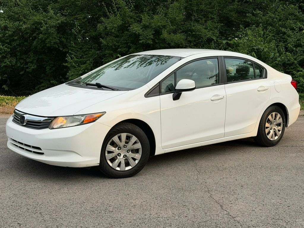 2012 Honda Civic Sedan Automatic, LX, Taffeta White, Stone Interior - 23028193 - 1