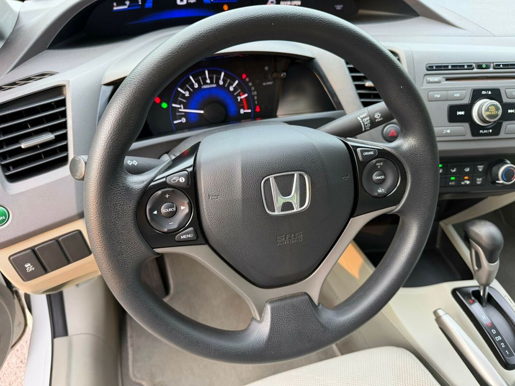 2012 Honda Civic Sedan Automatic, LX, Taffeta White, Stone Interior - 23028193 - 25