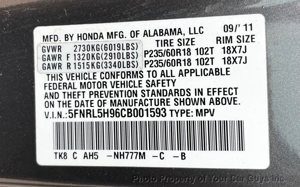 2012 Honda Odyssey 5dr Touring - 23074597 - 28