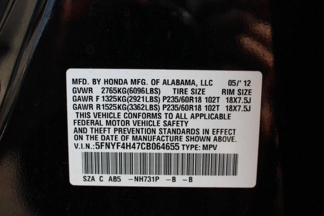 2012 Honda Pilot 4WD 4dr EX - 22917687 - 28