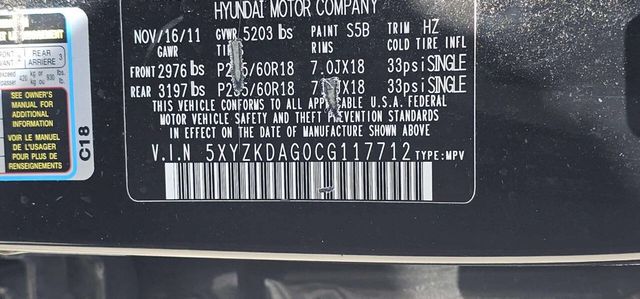 2012 Hyundai Santa Fe AWD 4dr V6 Limited - 23020063 - 10