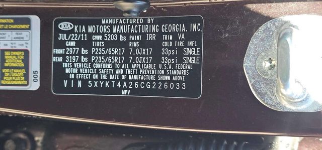 2012 Kia Sorento 2WD 4dr V6 LX - 23001195 - 8