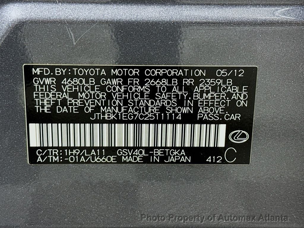 2012 Lexus ES 350 Base (A6) - 22752545 - 40