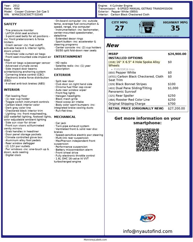 2012 MINI Cooper S Clubman CLEAN CARFAX, 6-SPD MANUAL, PAN SUNROOF, ALLOY WHEELS, SPOILER - 22925222 - 23