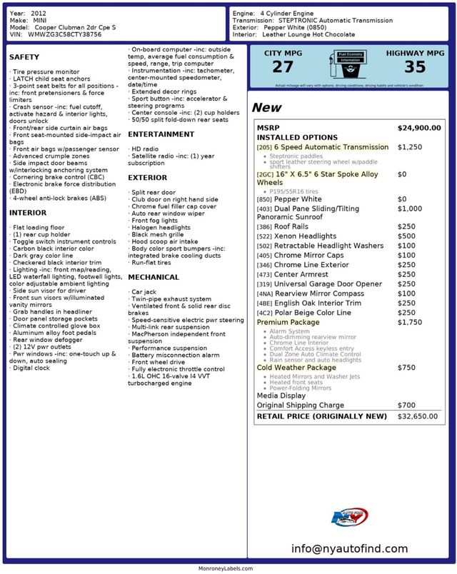 2012 MINI Cooper S Clubman CLEAN CARFAX, PANORAMIC SUNROOF, HEATED SEATS, PREMIUM PKG - 22960193 - 23