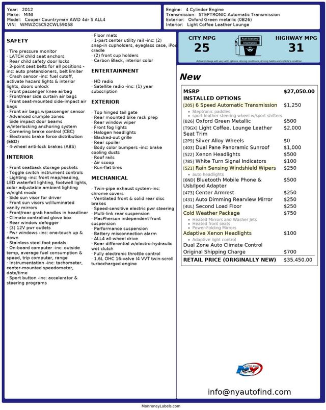 2012 MINI Cooper S Countryman CLEAN CARFAX, AWD, PANORAMIC SUNROOF, LEATHER, HEATED SEATS - 22936751 - 26