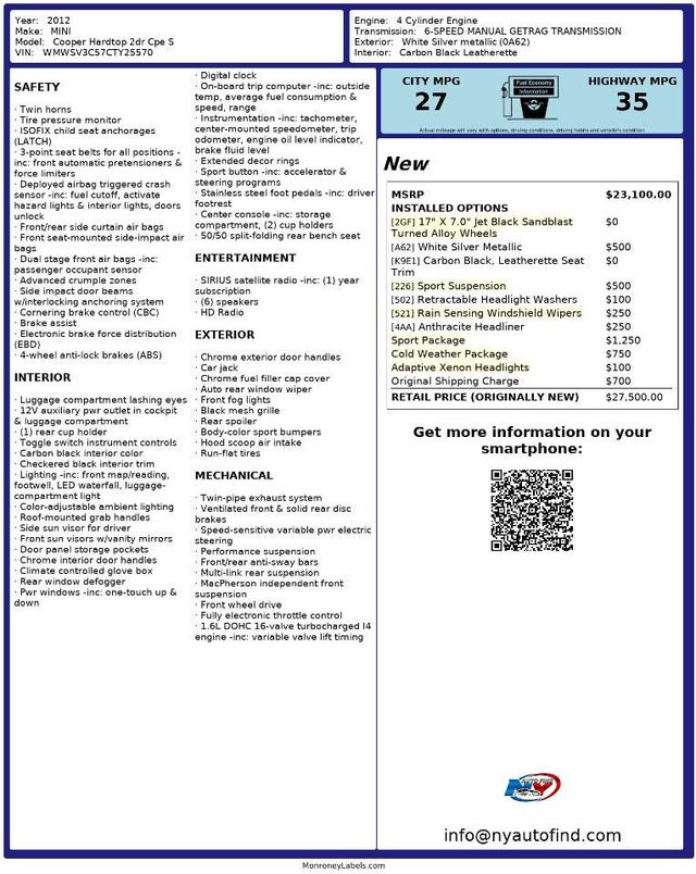2012 MINI Cooper S Hardtop 2 Door CLEAN CARFAX, ONE OWNER, 6-SPD MANUAL, 17" WHEELS, HEATED SEATS - 22246817 - 14